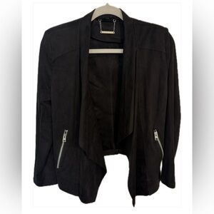 Paparazzi Black Faux Suede Waterfall Jacket Size 2